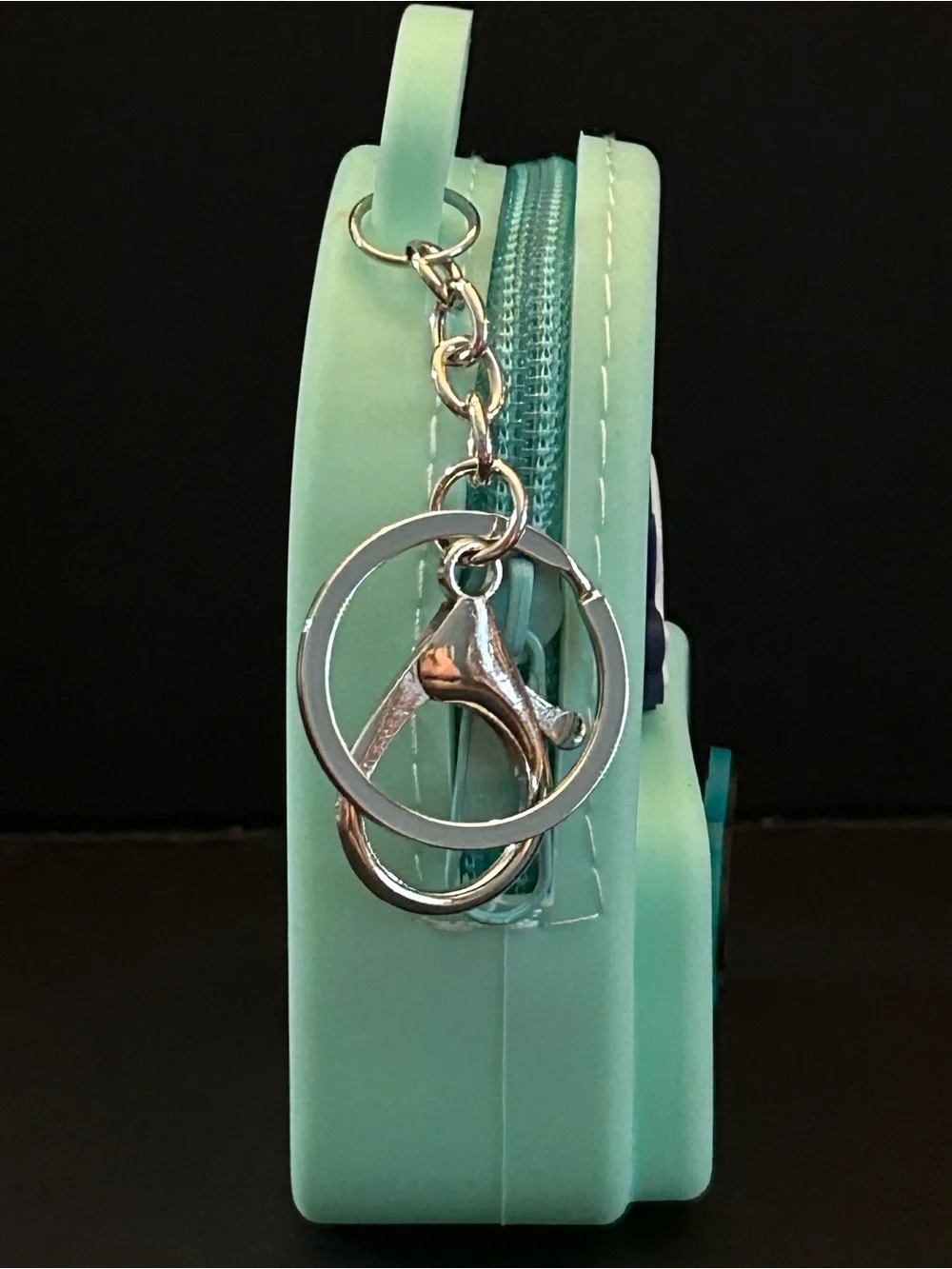Kids Mint Green Mini Silicone Bag Charm Keychain Case w/Ghost & Controller Charm